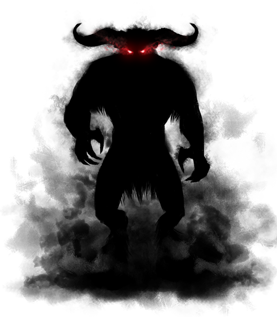 Dark demon with glowing red eyes